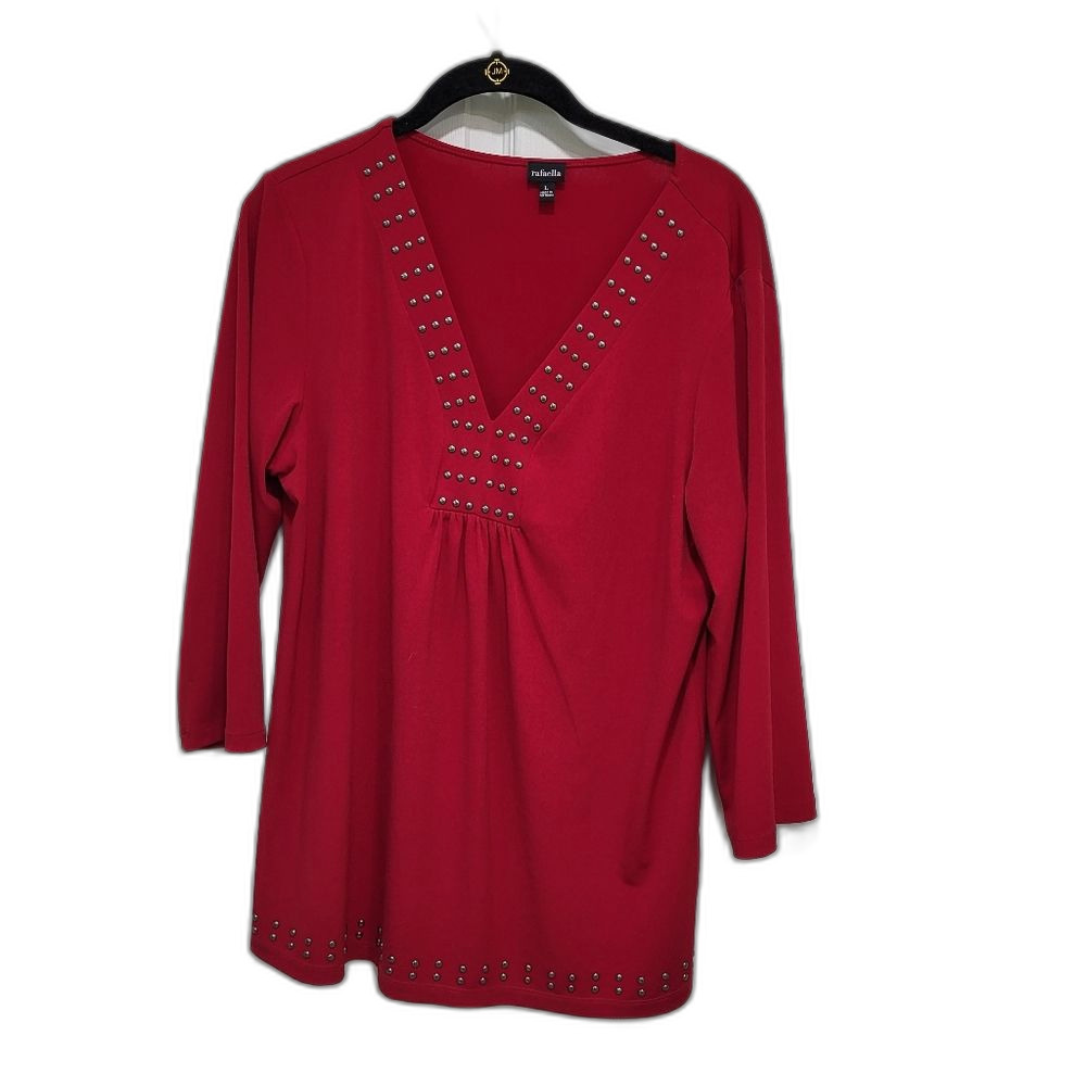 Studded Red Tunic Top - Size Large